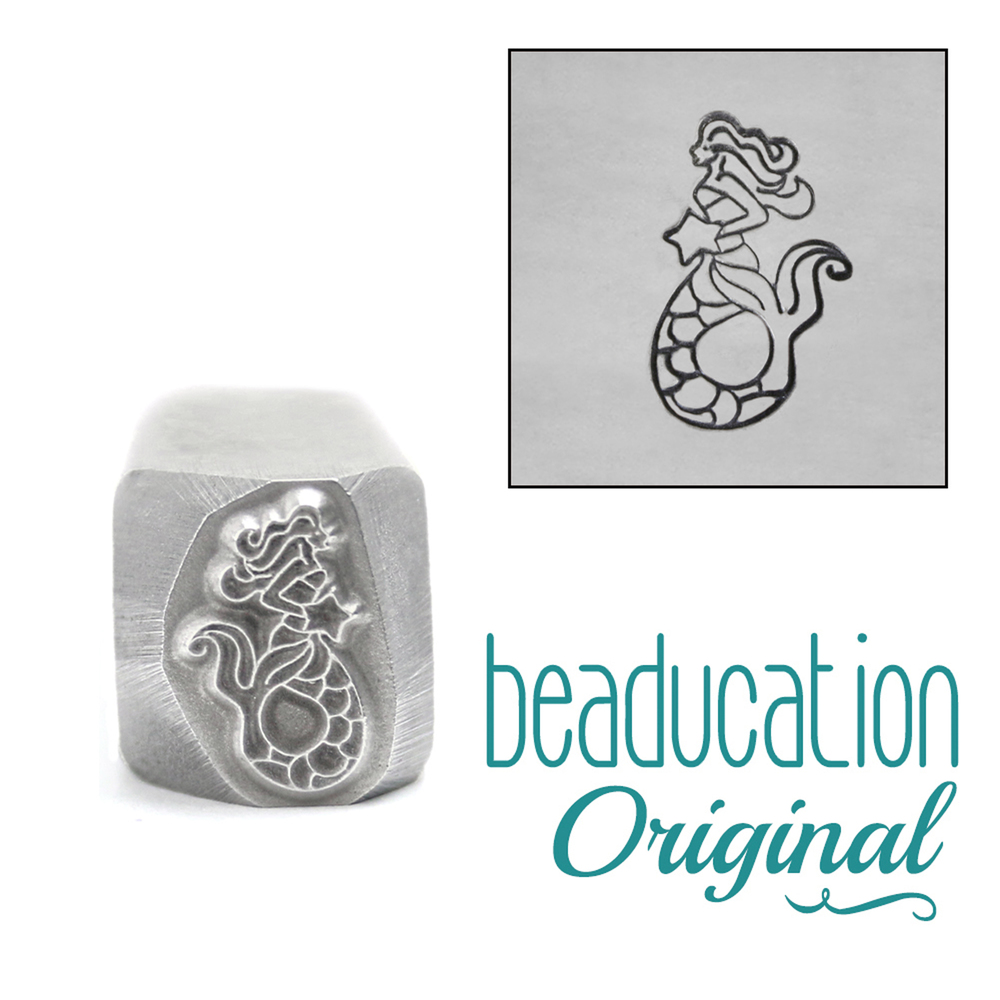 Metal Stamping Tools Mermaid Holding Starfish Swimming Left Metal Design Stamp, 11mm Beaducation Original